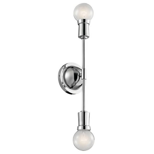 Kichler 43195CH Armstrong 60W 2 Light Wall Sconce, Chrome