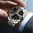 thumbnail image 6 of OLEVS Watches for Men Analog Quartz Dress Business Watch Stainless Steel Classic Casual Luxury Luminous Waterproof Male Mens Wrist Watches Reloj para Hombre Black Dial, 6 of 14