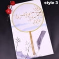 thumbnail image 2 of Round Double-Sided Pattern Chinese Ancient Hand Fan Dance Handheld Fan Bamboo Handle with Tassel Home Decoration, 2 of 6