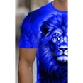 thumbnail image 4 of Plus size men's green lion print T-shirt, popular street top, 4 of 5