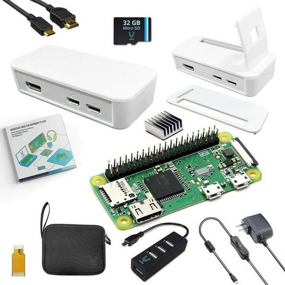 Vilros Raspberry Pi Zero W Complete Starter Kit With Pre-Soldered/Attached Header ABS V2 White Case Edition