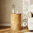 thumbnail image 7 of Finmind Small End Table, Wood Round Drink Table, Farmhouse Side Table with Pedestal Base for Living Room, Bedroom Nightstand, Plant Stand, Natural, 7 of 7