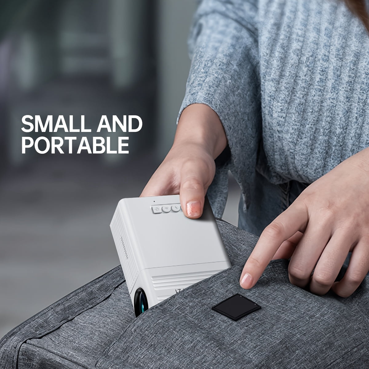 Compact Projector That Supports 1080P, Features USB Connectivity, And Comes with a Remote Control. It Is Compatible with Smartphones, Tablets, Laptops, TV Sticks, And USB Drives.