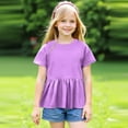 thumbnail image 4 of Lenpel Girls' T Shirts Casual Short Sleeve Crew Neck Solid Color Peplum Babydoll Tee Tops Trendy Tunic Blouses 3-12 Y, 4 of 6