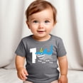 thumbnail image 2 of Shark 1st Birthday Shirt for Baby Boys Shark Themed First Birthday Outfit Granite Heather Short Sleeve Shirt, 2 of 4