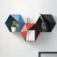 thumbnail image 2 of GOOHOCHY Estante de almacenamiento hexagonal nórdico, estante geométrico de pared, organizador único para el hogar, decoración para sala de estar y dormitorio (negro), 2 of 8