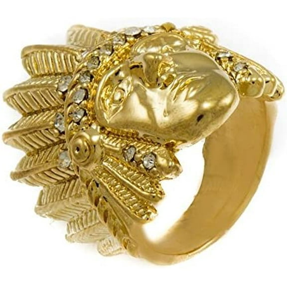 Gold Tone Indian Chief Hip Hop Style Ring (7)