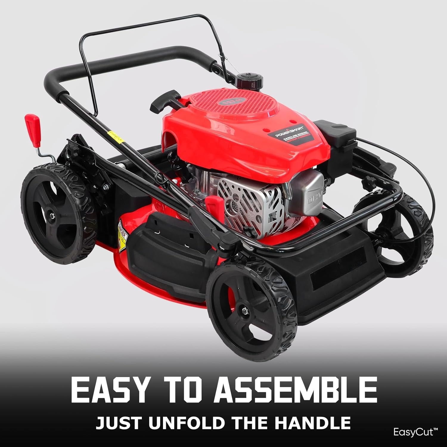 18 Inch Gas Push Lawn Mower, 144cc 3-in-1 Mulch Bag Side Discharge with Steel Deck