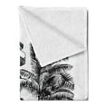 thumbnail image 2 of Tropical Soft Flannel Fleece Blanket, Lighthouse on Island Surrounded with Palm Trees Exotic Landscape Sketchy Artwork, Cozy Plush for Indoor and Outdoor Use, 50" x 60", Black White, by Ambesonne, 2 of 5