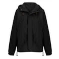 thumbnail image 2 of VERUGU Womens Jackets Casual Fashion Zipper Drawstring Long Sleeve Solid Coat with Pocket Outdoor Hooded Cargo Jacket Outwear Black L, 2 of 6