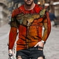 thumbnail image 2 of Clerance-Sale Long Sleeve Tee Shirts for Men Round Neck Casual Mens Shirts Casual 3D Cross Printing Retro Big & Tall Men's Shirts Softy Lightweight Softy Fall Tops(Orange,2XL), 2 of 8