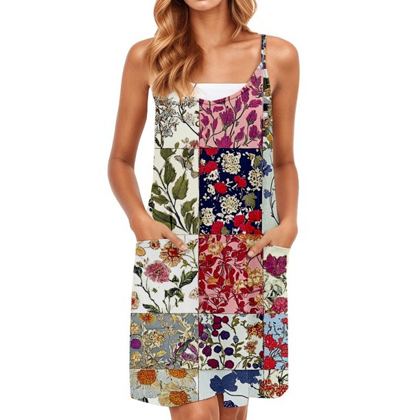 WILLBEST Vestido Largo Informal De Verano Para Mujer, Estilo Playero, Con Estampado De Vacaciones Y Tirantes