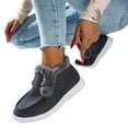 thumbnail image 4 of Women's Slip On Short Boots Full Fleece Lined Suede Fluffy Fur Trim Round Toe Anti-Slip Flat Sole for Snowy Outdoor Cold Weather Walks, Snow Boots for Women Gray 8.5, 4 of 5