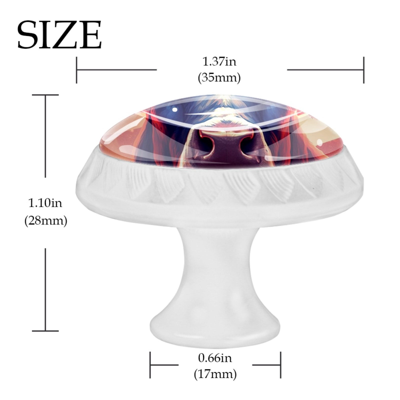 4 Pcs Cow American Flag Knobs for Kitchen Cabinet Cupboard Dresser Bookcase Drawer Pulls Handles Round Home Decor