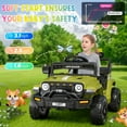 thumbnail image 2 of Funcid 12 Volt Ride on Truck, Ride on Toys for Toddlers with Remote Control, Electric Cars, Ride on Cars w/ 3-point Safety Belts, Built-in Music, Bright LED Headlights, Spring Suspension, Green, 2 of 7