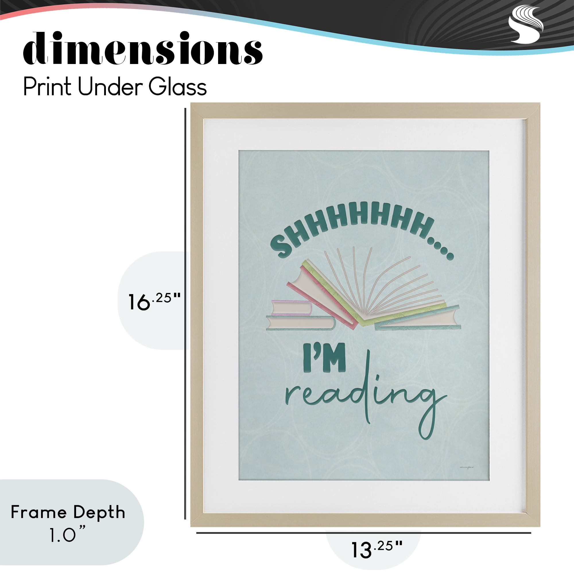 Stupell Industries Shhh I'm Reading Birch Framed Print Under Glass, design by Seven Trees Design