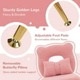 thumbnail image 3 of XiHuaZhaoChen Armless Upholstered Chair for Makeup Vanity, Cute Sherpa Accent Chair for Living Room, Bedroom, Dressing Room, Vanity Stool Chair with Back, Gold Legs, Pink, 3 of 10
