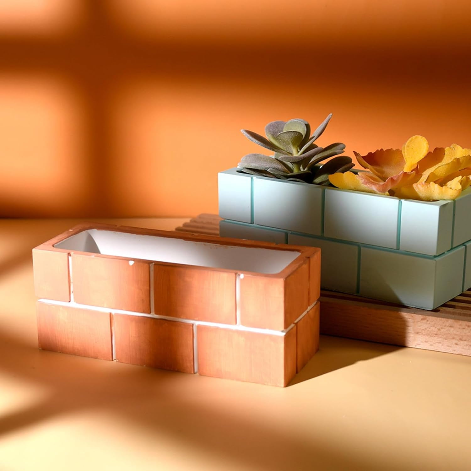 ABCISI Rectangular Plaster Concrete Flower Pot, Silicone Mold Succulent Planter Vase Cement Clay Mold, Epoxy Resin Pen Holder Storage Box Candlesticks Mold