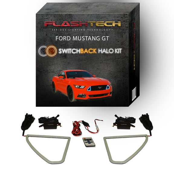 Flashtech External RF White Switchback LED Halo Kit for 2015-2017 Ford Mustang Headlights
