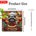 thumbnail image 3 of 2D Flat, 1pc Raccoon Chef with Cake Flowers Acrylic Sun Catcher Window Hanging Sign - 8x8 Inch Square Bohemian Stained -Style Wall Decor, Cute Raccoon Chef Hat Tulips, Porch, Garden, Christmas, 3 of 8