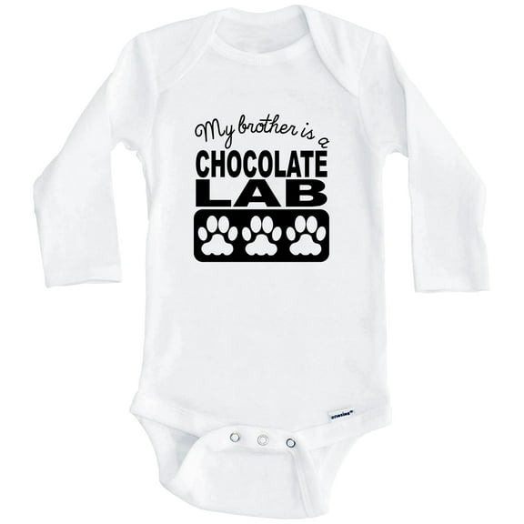 My Brother Is A Chocolate Lab One Piece Baby Bodysuit One Piece Baby Bodysuit (Long Sleeve), 3-6 Months White