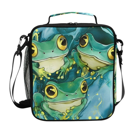 ALAZA Cartoon Frogs Marble Lunch Box Insulated Lunch Bag Reusable Thermal Cooler Tote School Picnic