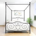 thumbnail image 5 of Queen Canopy Bed Frame, Four-Poster Platform Bed Frame with Headboard Footboard and Center Support Legs, Black Canopy Bed forTeens Adults, Weight Capacity 450 Pounds, 5 of 7