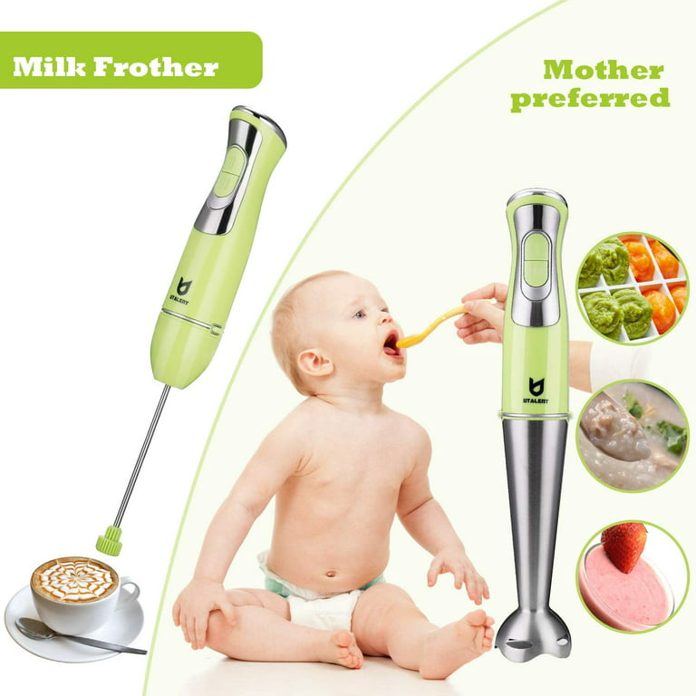 Immersion Hand Blender, UTALENT 5-in-1 8-Speed Stick Blender with 500ml  Food Grinder, BPA-Free, 600ml Container,Milk Frother,Egg Whisk,Puree Infant