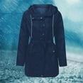 thumbnail image 2 of Duoif Rain Jacket Women, Women's Raincoats with Hood Windbreaker with Belt Lightweight Long Rain Jackets Outdoor Trench Coat Jackets for Women Dark Blue XL, 2 of 7