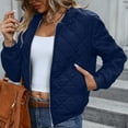 thumbnail image 2 of RYRJJ Women's Bomber Jacket Fashion Quilted Casual Lightweight Padded Jakcets Zip Up Coat Outerwear with Pockets(Navy,XXL), 2 of 9