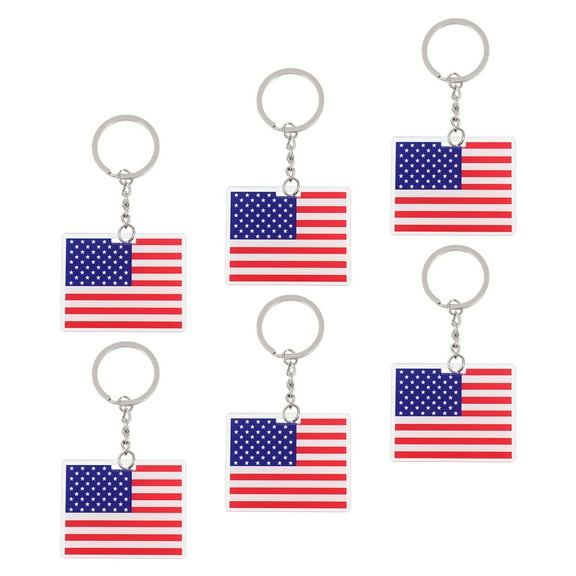 Tineasur 6Pcs Usa Flag Keychain Acrylic Decorative Purse and Backpack Accessory