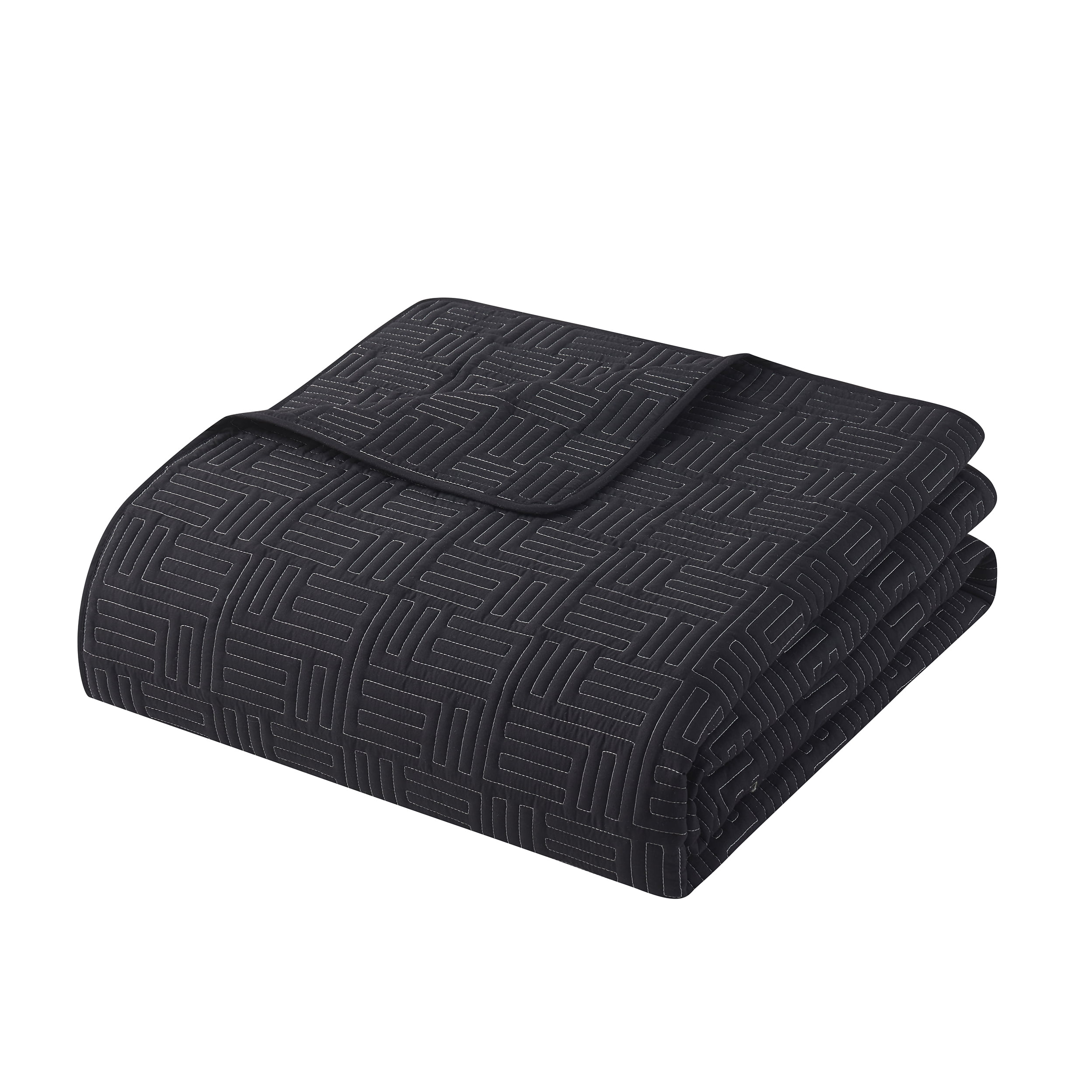 Mainstays 7 Piece Black Quilt Set with Sheets, Full
