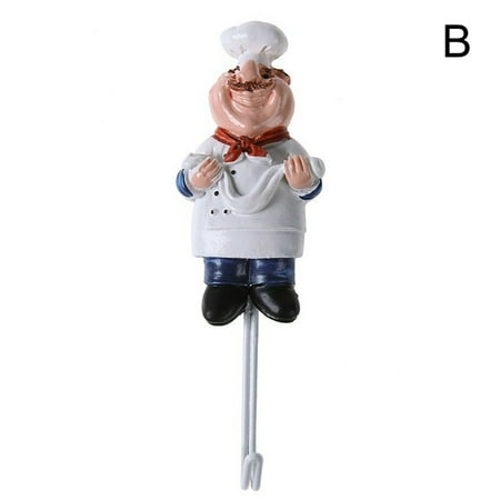 

HXAZGSJA Kitchen Cartoon Chef Hook Resin Powerful Adhesive Hanger Wall Storage Rack(B)