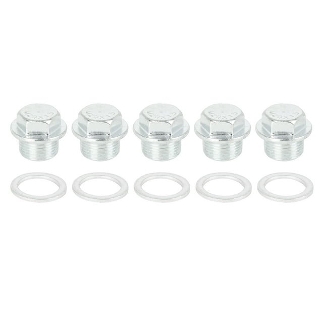 5 Sets M22x1.5 Metal Vehicle Engine Oil Pan Drain Cap Screw Bolt Plug with Gasket
