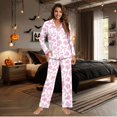thumbnail image 5 of Yuyamidu Fall Winter Button Down Pajamas Set 2 Pieces Pink Bow Cow Print Nightclothes Women V Neck PJ Loungewear Casual Home Life Clothing Size S, 5 of 9