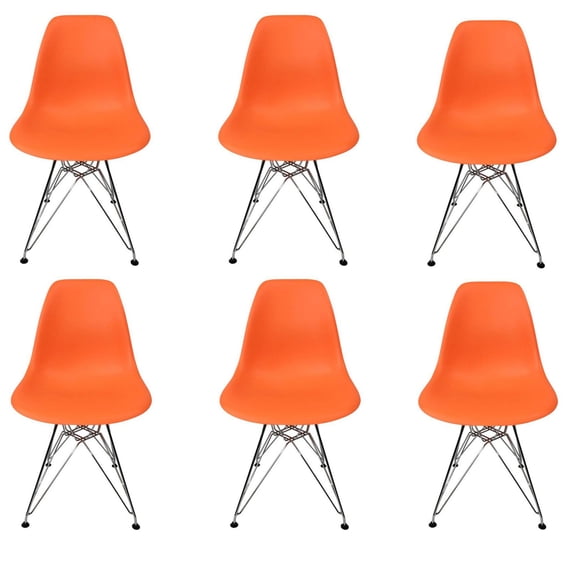 Eiffel Dining Chair with Chrome Base - Orange