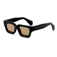 thumbnail image 2 of Thick Matte Black Square Frame Sunglasses for Men Women Chunky Brown Tinted Lens 90's Retro Rectangle UV Protection Trendy Hip Hop Y2K Simple Designer Sunglasses Fashion Dark Black Shades, 2 of 8
