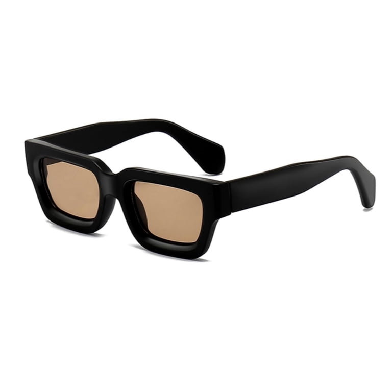 Thick Matte Black Square Frame Sunglasses for Men Women  display picture 2