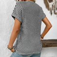 thumbnail image 7 of yunLCZ Casual Tops Discounted Womens Casual Cap Short Sleeve Tops Trendy Summer V Neck Loose Striped Casual Basic T Shirts Tee Blouses Office casual blouse with leggings, 7 of 7