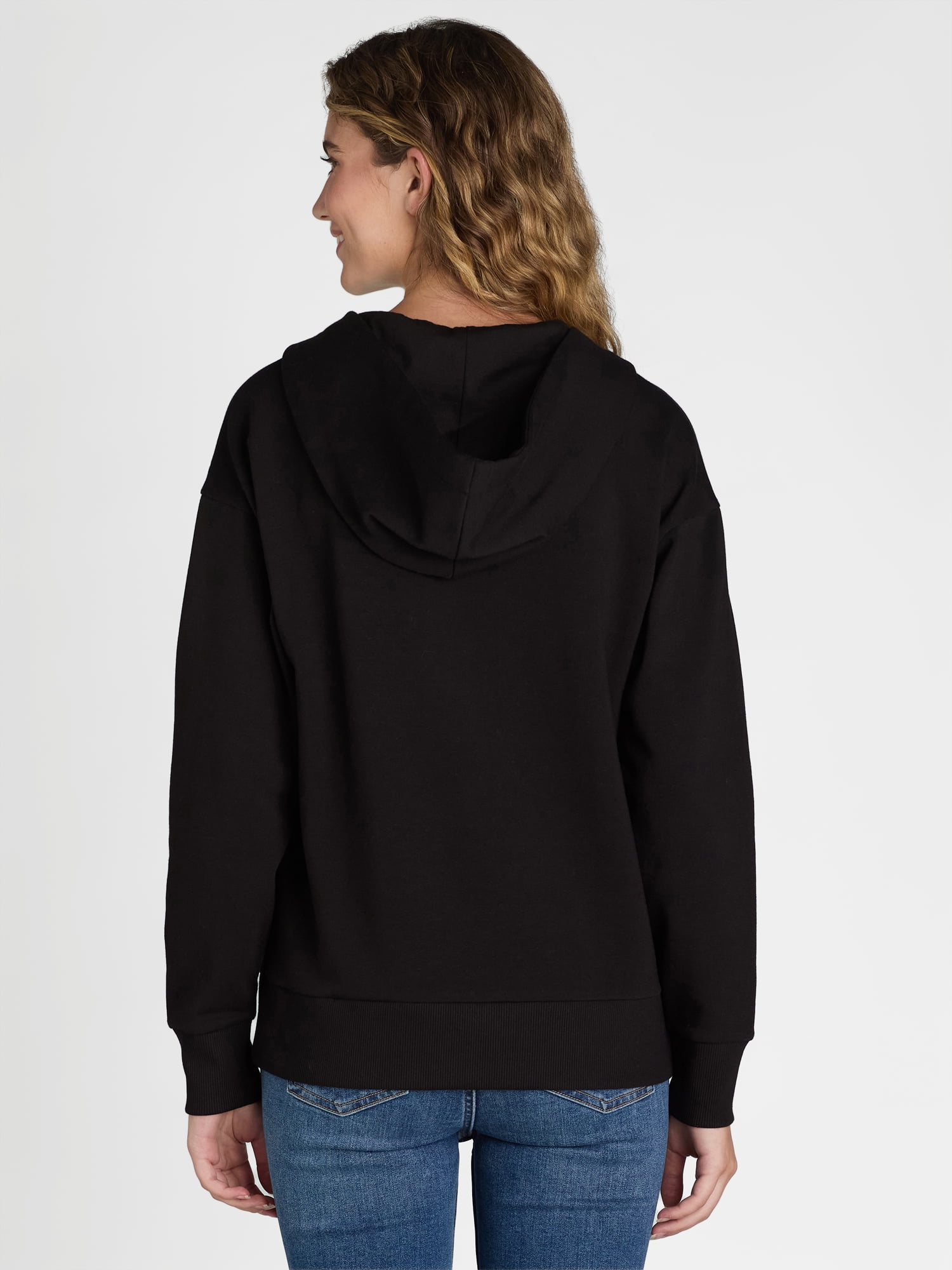 Time and Tru Women's and Women's Plus Zip Up Fleece Jacket with Hood, Sizes XS-4X