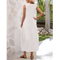 thumbnail image 4 of Merokeety Womens Summer Dress Pleated Tank Maxi Dress Crew Neck Beach Vacation Sundress White xl, 4 of 6