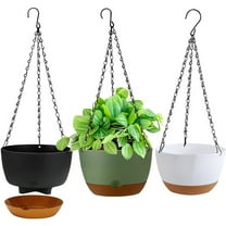 Hanging Planters for Indoor Outdoor Plants 3 Pack Self Watering Hanging Plant Pot Basket with Drainage Holes and Chain for Garden Home