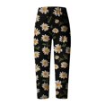 thumbnail image 4 of Women Plus Size Pants Casual Floral Print Harem Hem Capri Trousers with Pocket Elastic Waist Slimming Loose Sweatpants, Black, XXXL, 4 of 5