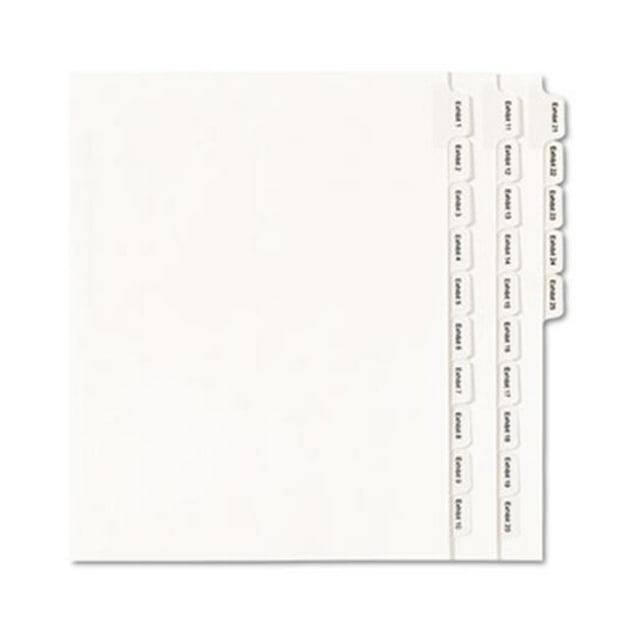 Allstate-Style Legal Side Tab Dividers 25-Tab 1-25 Letter White 25-Set