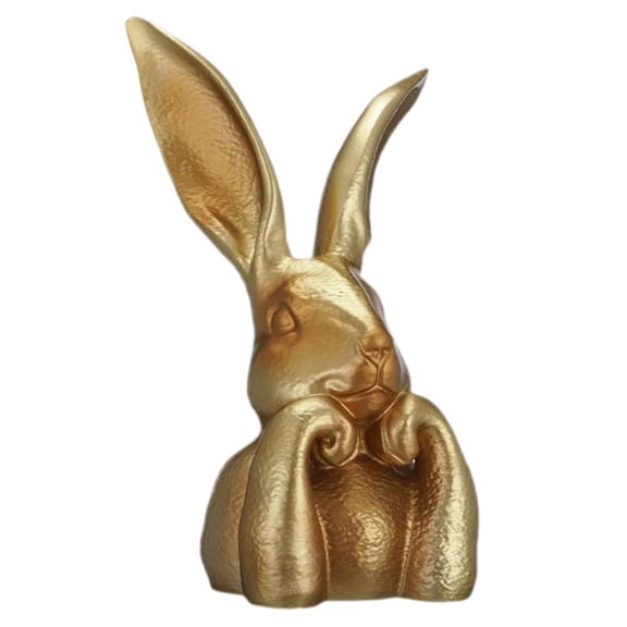 Wesiti Matte Gold Rabbit Statue, 8.6-Inch Vintage Resin Bunny Figurine, Modern Minimalist Animal Sculpture for Shelf, Mantel & Desktop Decor, Elegant Spring & Holiday Centerpiece, Single Piece