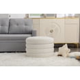 thumbnail image 3 of Storage Ottoman, Upholstered Round Ottoman with Storage, Small Ottoman with Storage, Reversible Cover Plate, for Entryway Living Room  Bedroom, Ivory Velvet, 3 of 9