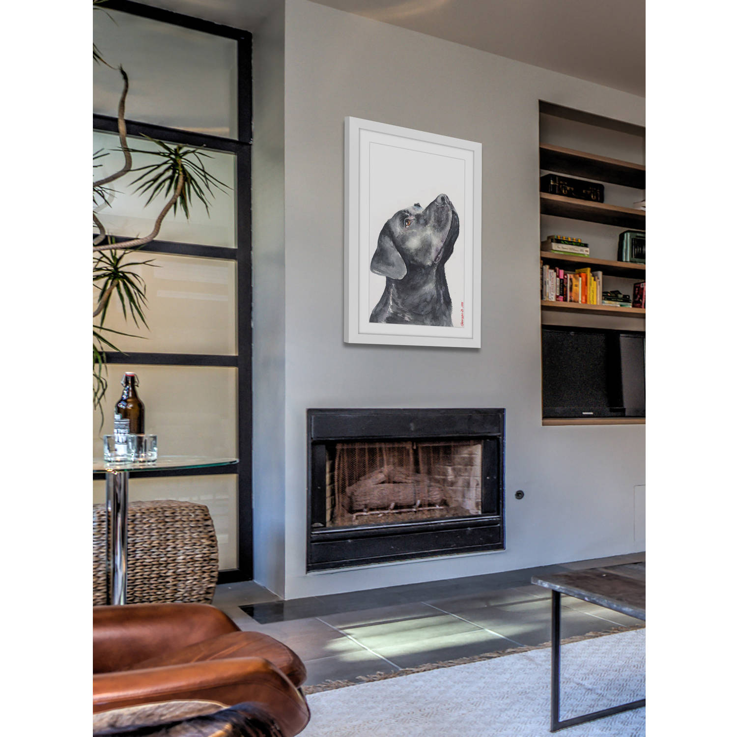 "Black Labrador" Framed Painting Print