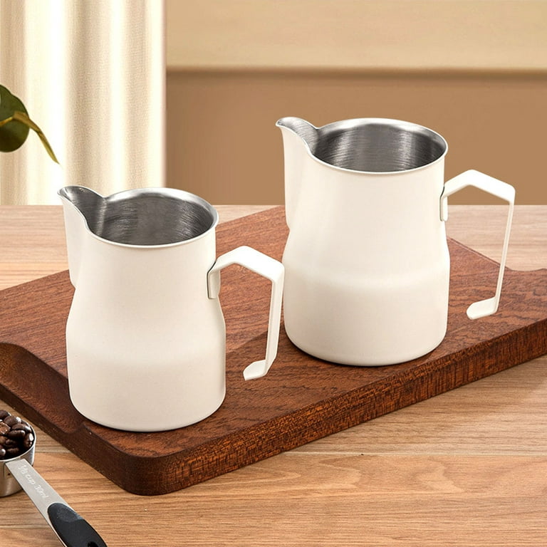 Stainless Steel Coffee Milk Frothing Pitcher Jug Inclined Mouth Milk Foam  Cup with Scale Melted Wax Cup Kitchen Cafe Accessories