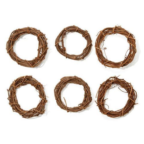6 inch Natural Small Grapevine Wreaths Bulk 12 Pieces
