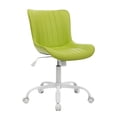 thumbnail image 1 of Modern Soft Swivel Shell Armchair - Upholstered Scallop Back, 360° Rotation, Comfortable Seating for Bedroom, Lounge, Vanity, or Home Office - Compact Design - White Tube Feet | Green, 1 of 7